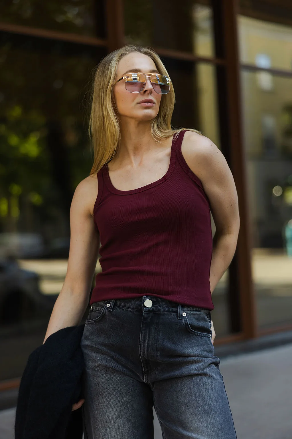 Ava Tank Topp Burgunder