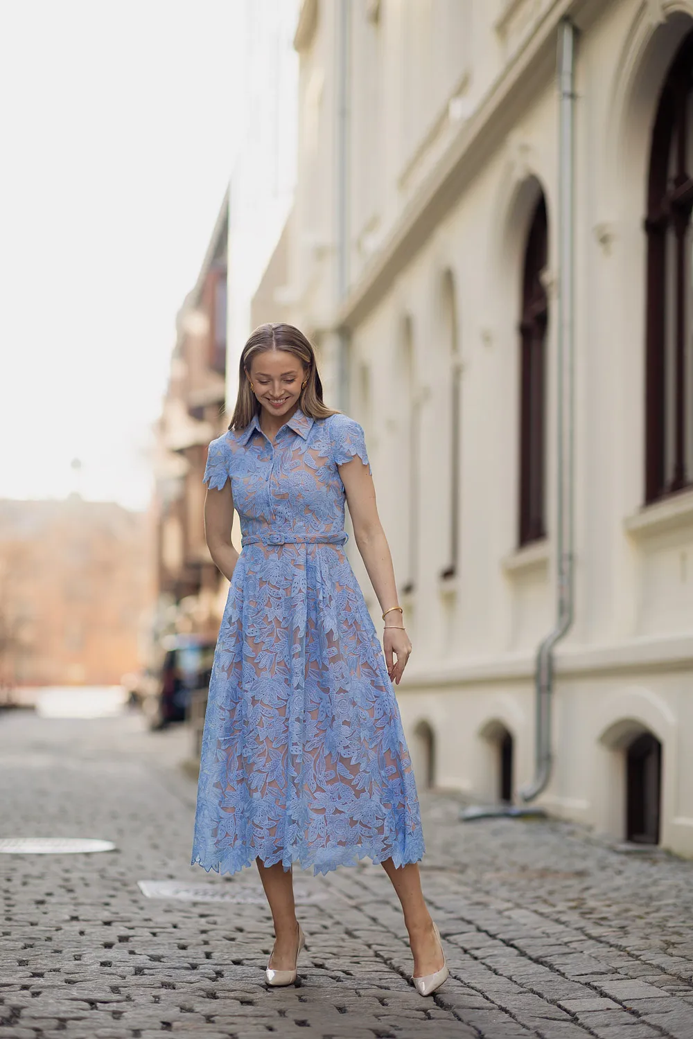 Julie Kjole Lace Blå